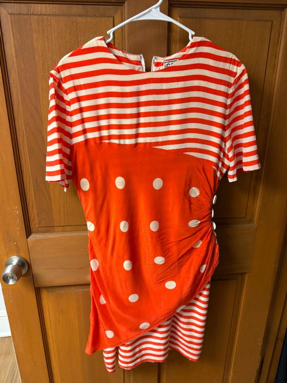 Carlisle Women's Dark Vintage Red and White Long Dress Size 14 In Great Shape!